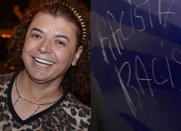 Riscaram carro do David Brazil com a palavra “racista” após briga com Preta Gil